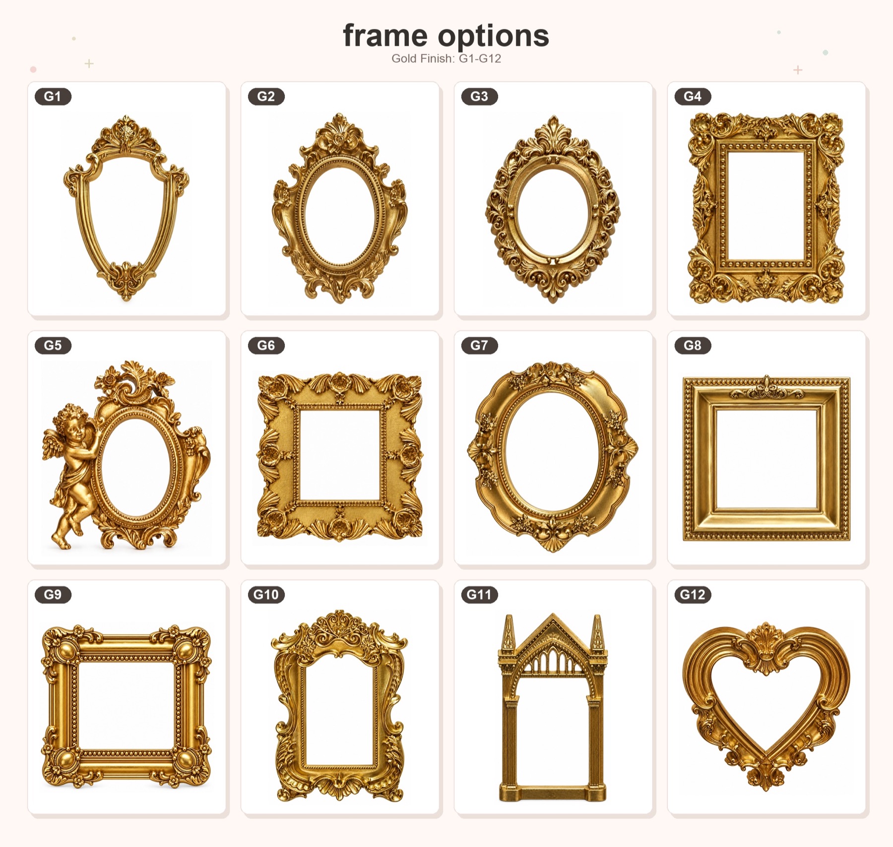Gold frame options